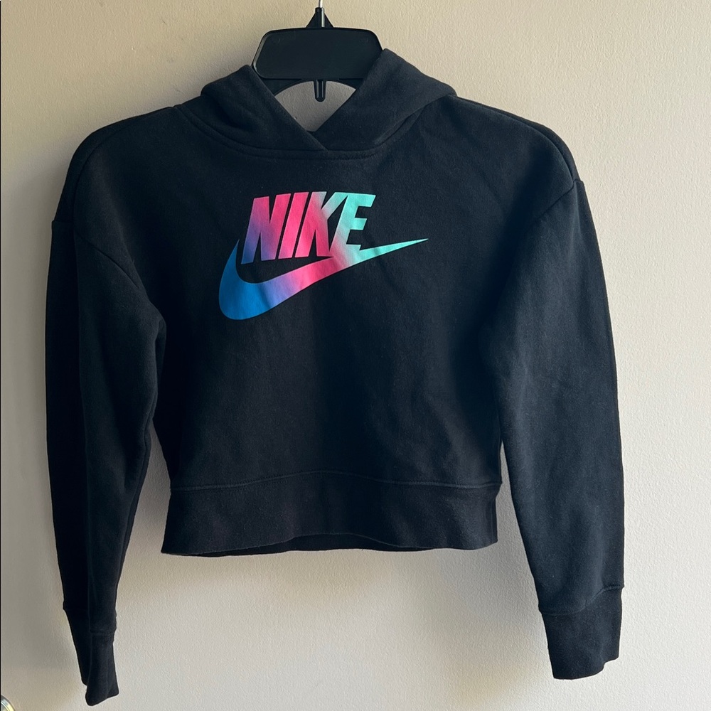 Nike Kids Black Hoodie with Gradient Logo